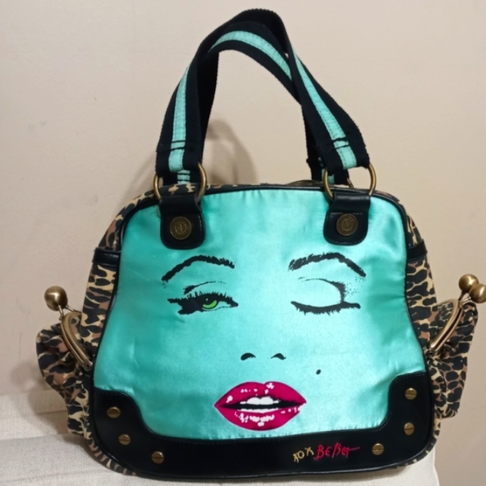Betsey Johnson Aqua Leopard Marilyn Monroe bag